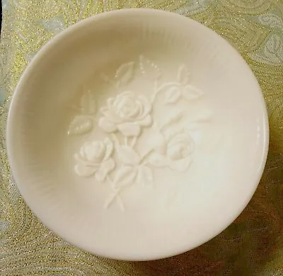 Vintage Ohio Imperial Milk Glass Rose Pattern Footed Bowl  • $65.23