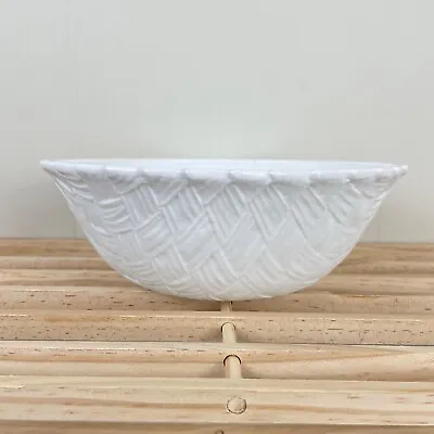 Vintage Indiana Glass White Milkglass Basketweave Serving Bowl 9  • $21.99