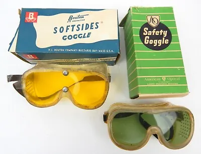 1C Pair Goggles Boxed 1950s Yellow Green Tint Steampunk Cosplay • $49.99