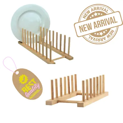 £11.48 • Buy Wooden Dish Plate Cupboard Rack Holder Storage Drying Kitchen Plate Cup Stand