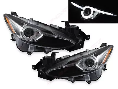 Pair Black Halo Projector Headlights (Halogen Ver.) For 2014-2016 Mazda 3 • $310