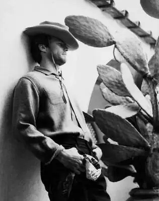 Actor Clint Eastwood In Cowboy Costume Leaning Against The Wall O- Old Photo • $9