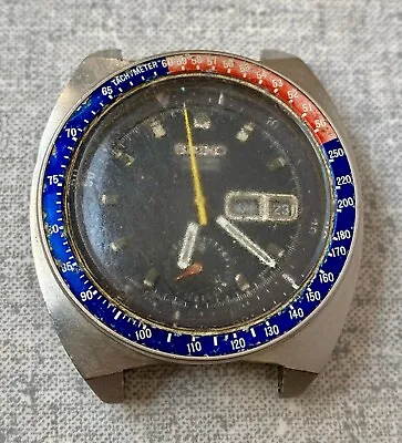 Seiko 6139-6002 Chronograph Automatic Watch POGUE PEPSI Vintage Men's Black Dial • $140