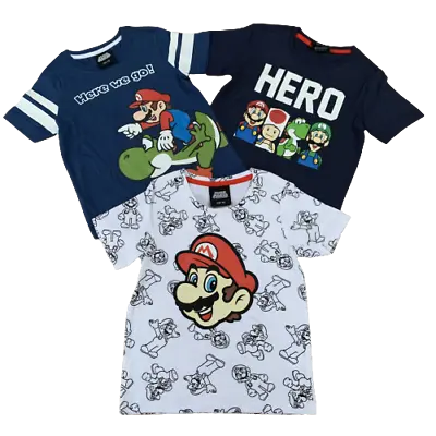 Boys Girls Super Mario T-Shirt Top 100% Cotton Short Sleeve Kids Age 2 - 9 Years • £6.50