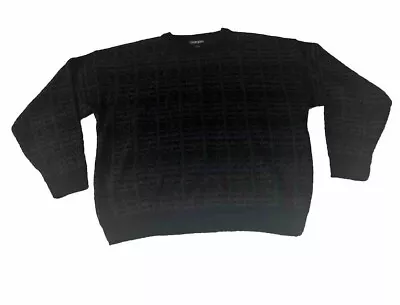 JANTZEN Vintage Sweater Pullover Ski Black Purple Crew Neck Plaid Cosby Mr Roger • $15