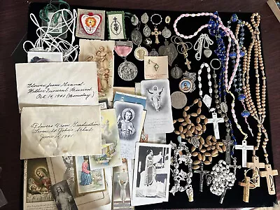 54Vintage Religious Catholic Rosary Pins Medals Pendants Lot Italy • $19