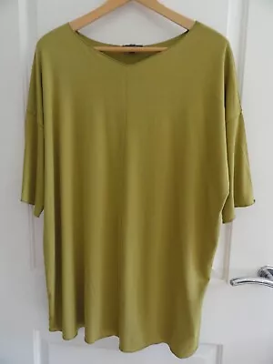 WOMEN's OSKA STRETCH JERSEY TUNIC TOP 48  CHEST QUIRKY ARTY LAYERING OLIVE OSFA- • £14