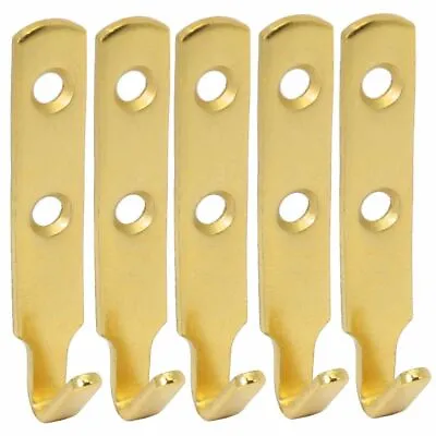 Pack Of 5 Heavy Duty Brass Picture Hooks Wall Fixing Hanging Mirror Frame Hanger • £4.25