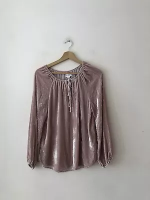 Velvet By Graham & Spencer Pale Pink Silk Velvet Blouse Top. Size Medium M • £35
