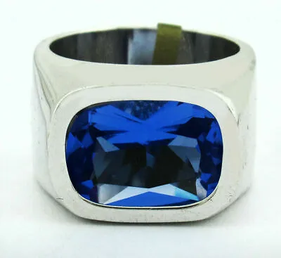 LAB AAA TANZANITE 9.38 Cts RING .925 Silver Plated - New With Tag - Size 5.25 • $19.73