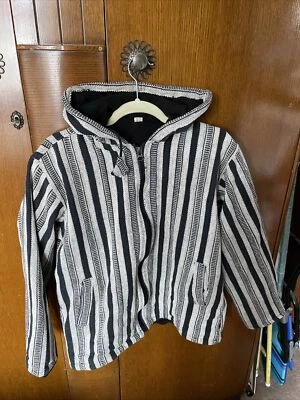 £4 • Buy Baja Hoodie Festival Black And White Jacket