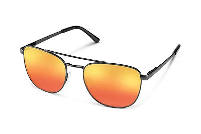 SUNCLOUD Fairlane Metals Matte Black Polarized Red Mirror Medium Sunglasses • $33.94