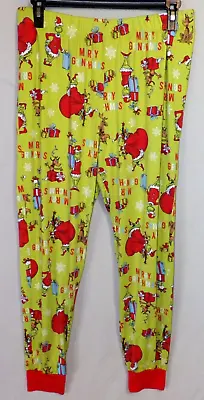 The Grinch Pajama Bottoms Adult Size Large 36/38 Lounge Pants Green • $8.99