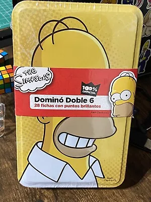 New Sealed 28 The Simpsons Dominoes In Metal Tin -  Mexico  Domino Doble 6 • $49.99