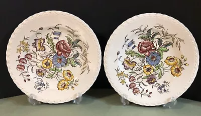 Vernon Kilns May Flower Dinner Plates Set Of 2 - 10.5  Wide California USA • $24.90