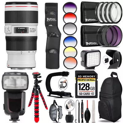 Canon EF 70-200mm IS II USM Lens + Pro Flash LED Light -128GB Accessory Bundle • $1182.99