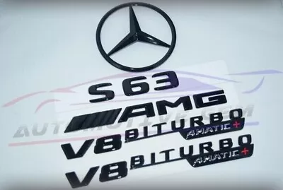 S63 COUPE AMG V8 BITURBO 4MATIC+ Rear Star Emblem Black Combo Set C217 2017+ • $39.99