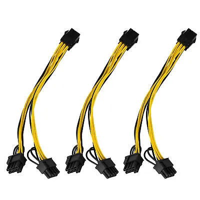 £10.30 • Buy 3 X 6-pin To Dual 8-pin 6+2 Power Splitter Adapter Cable For PCI-e Graphics Card