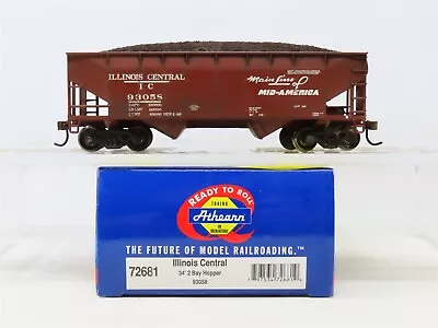 HO Athearn 72681 IC Illinois Central 2-Bay Open Hopper #93058 W/ Load -Weathered • $34.95