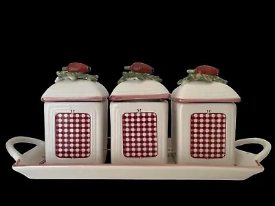 Villeroy & Boch Petite Fleur Country Charm Collection Set Of 3 Jam Jars W/Tray • $139