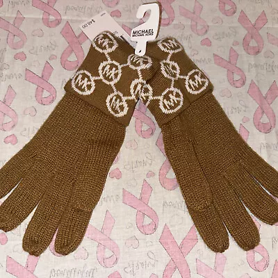 Michael Kors MK Circle Logo Monogram Knit Gloves Tan MSRP $48 • $29.99