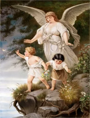 Guardian Angel Children Butterflies Religious Spiritual Vintage Canvas Art Print • $25.75