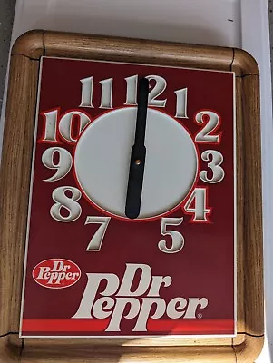 Working Vintage 1980s Dr Pepper Wall Clock Wood Grain Plastic Howard Company  • $88.88