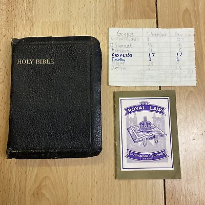 Vintage Cambridge Leather Holy Bible Tabbed University Press Ruby 16mo Royal Law • £7.99