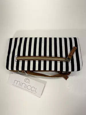 NEW Black & White Stripe MINICCI Crossbody Wallet Purse - NWT - B31 • $9.99