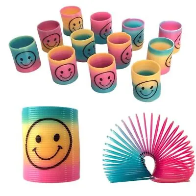 6-120 Mini Slinky Smile Face Springs Rainbow Pinata Wedding Party Bag Filler Toy • £7.31
