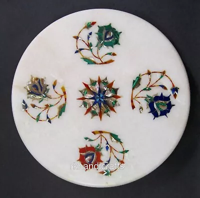 9 Inches Marble Tortilla Maker Semi Precious Stone Inlay Work Decorative Platter • $115.31