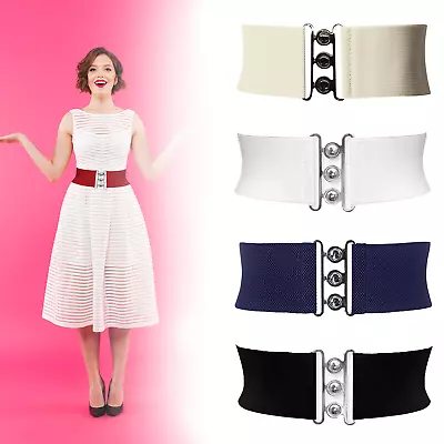 £3.85 • Buy Women Classic Nurse Waist Belt Elasticated Wide Vintage Retro Stretch Waistband