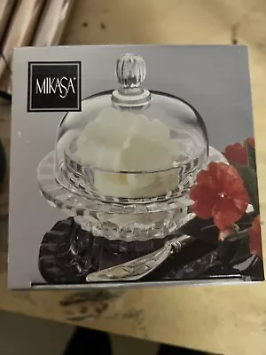 Vintage MIKASA Butter Dish Crystal Clear Glass Individual Salinas Pattern Japan • $20