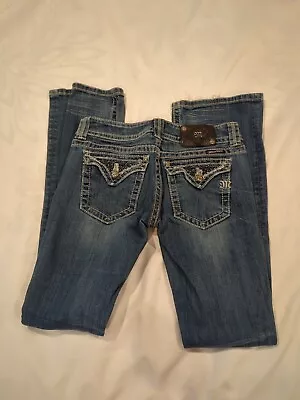 Miss Me Jeans Size 28 Womens Bootcut Blue Denim JP5171B Beaded Flap Pocket • $24.99