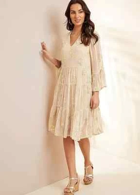 £35 • Buy Together Gold Butterfly Jacquard Swing Dress - Size 14 - BNWT - RRP £95