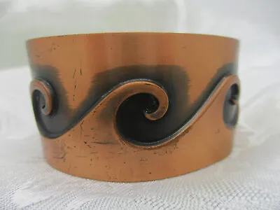 Vintage Estate Jewelry Solid Signed Bell Copper 1 1/4  Wide Cuff Bracelet  • $28