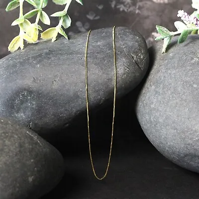 18K Solid Yellow Gold Box Necklace Real Gold Chain 22  • $129.99