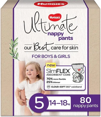 $89.99 • Buy Huggies Ultimate Size 5 14-18kg Nappy Pants 80pk