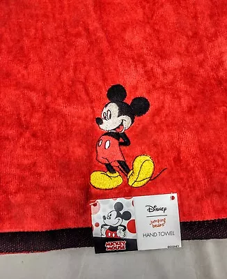 Disney Mickey Mouse Embroidered Red Hand Towel Bathroom Bath Kitchen Home Decor • $15