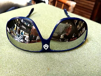 Vintage Mirror Ski Sunglasses Blue Frame Metal Arms Made In France • $62
