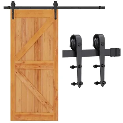 £32.89 • Buy Sliding Door Track Barn Door Hardware Set Kit Modern Style Single Door,Black,6ft