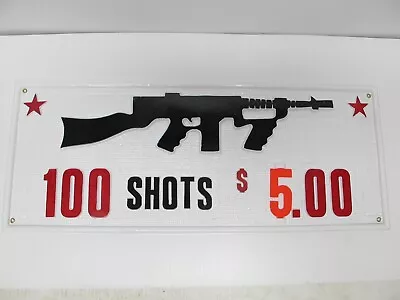 Vintage Original 100 Shots $.0~Shoot Out The Star Carnival Game Sign~Plastic~NOS • $100