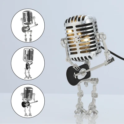 £8.99 • Buy Vintage Robot Lamps Steampunk Industrial Metal Microphone Desk Table Lamp Light