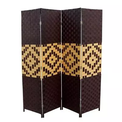 ORE International Room Divider 70 Hx70 Wx70 L Folding 4-Panel Wood Frame Brown • $97.69