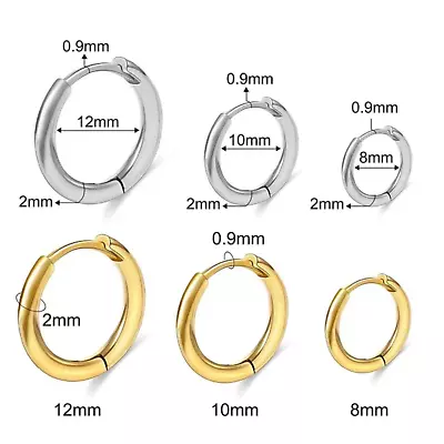 Stainless Steel Huggie Hoop Earrings Unisex Fashion Jewelry For Women Men • $4.19