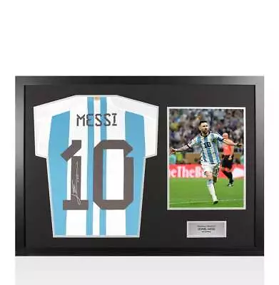 Framed Lionel Messi Signed Argentina Shirt: Home 2022-23 With Fan Style Numbers • £1999.99