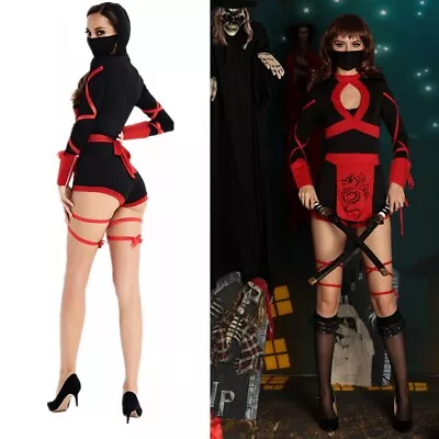 Women Ninja Warrior Costume Jumpsuit Uniform Sexy Carnaval Girl Outfit Hot • £13.99