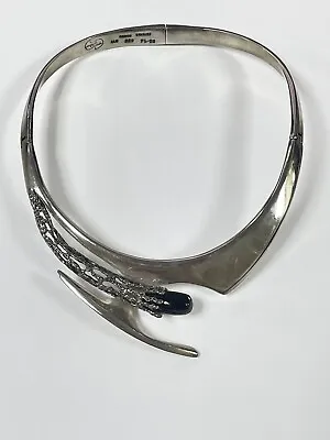 Vintage Miguel Pineda 950 Sterling Silver Onyx Choker Necklace • $350