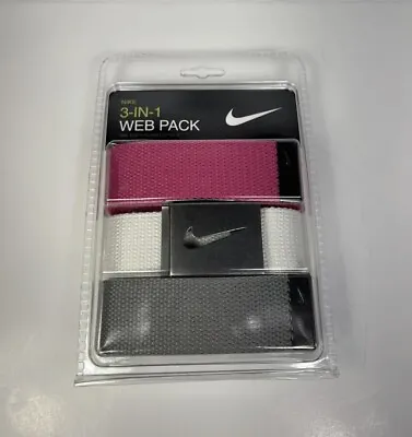 Nike Web Belt 3 In 1 Pack Cut To Fit Gray White Pink Fits To Size 42 New • $22.99