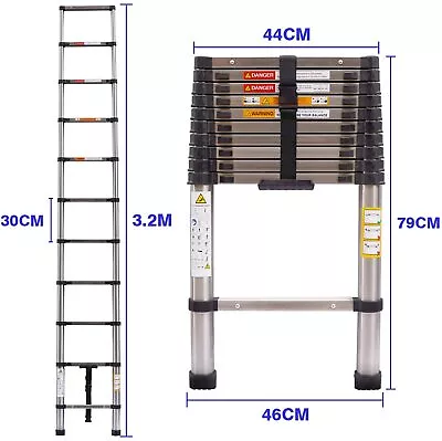 12.5-16.5Ft Telescopic Extension Ladder Aluminum Multi Purpose Folding Non-Slip • $66.90